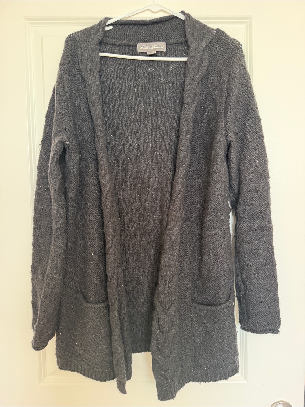 Eddie Bauer Charcoal Open-Front Cardigan